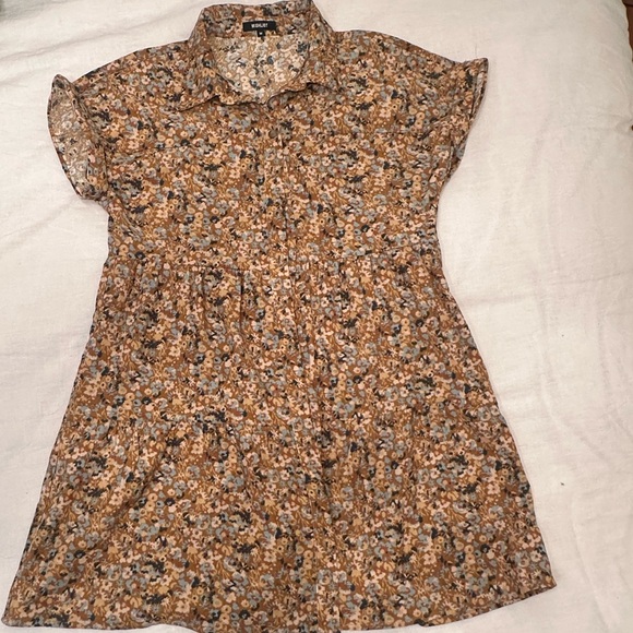 Wishlist Floral Corduroy Tiered Mini Dress Medium - Picture 2 of 4